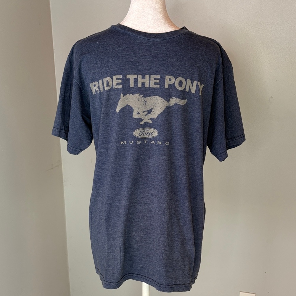 [Ford] Mustang Dark Blue Graphic Tee - Size Medium
